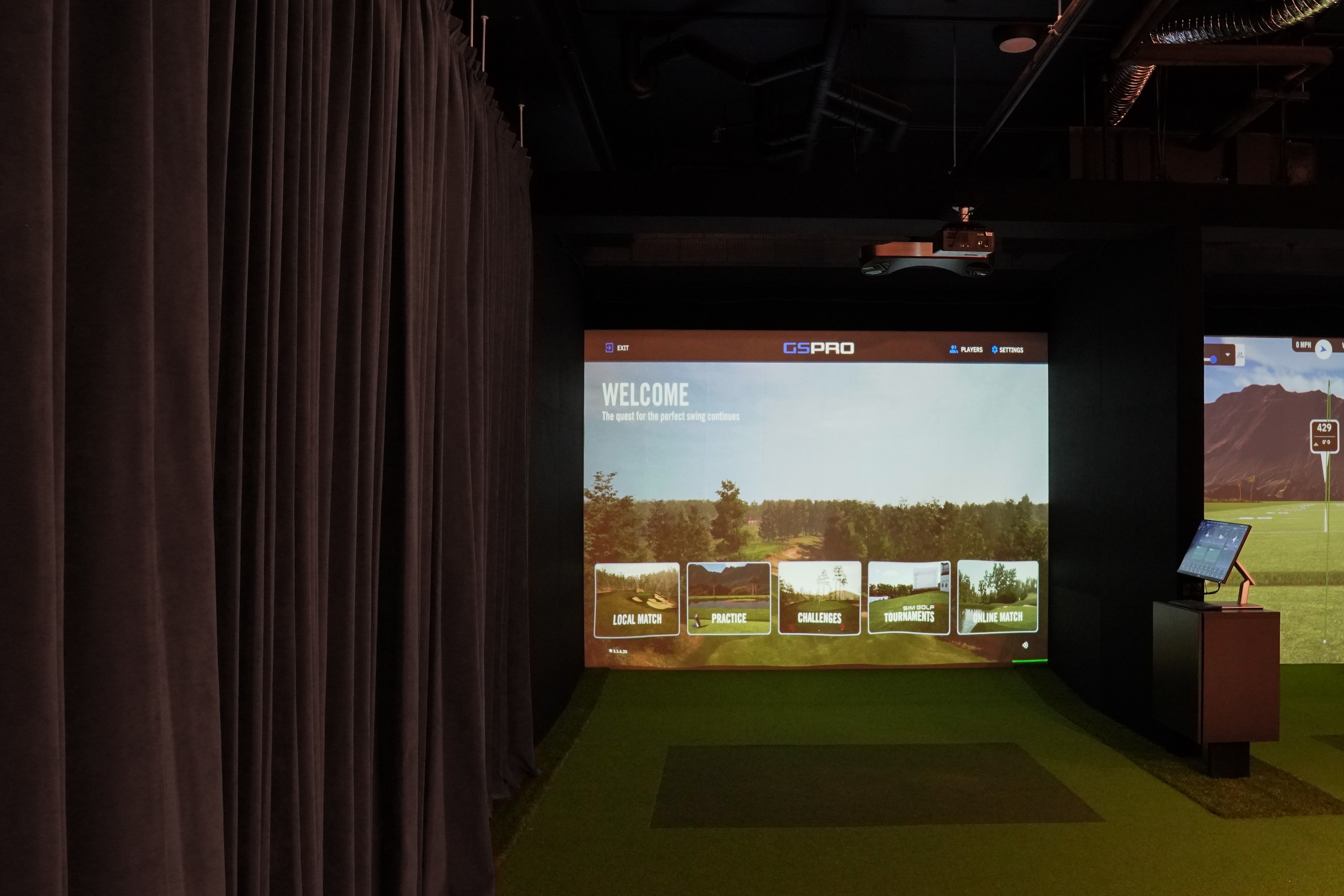 Group of friends enjoying indoor golf